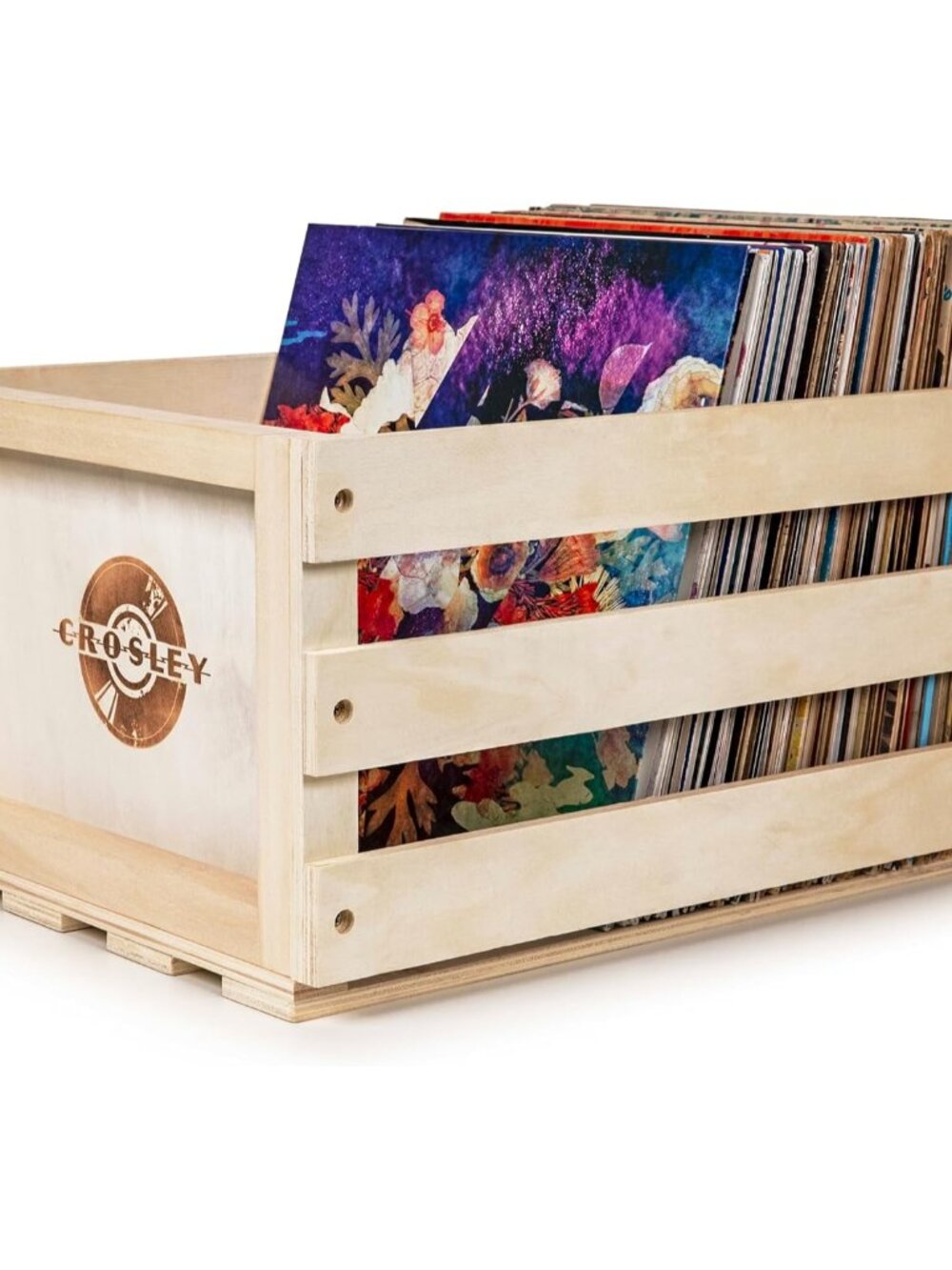 AC1004A-NA Record Storage Crate Holds up to 75 Albums, Natural